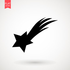 Falling star vector . Shooting star isolated from background. Icon of meteorite or comet with tail