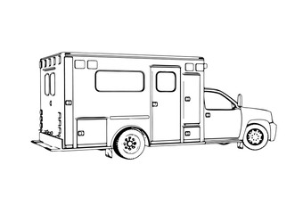 outline ambulance car vector