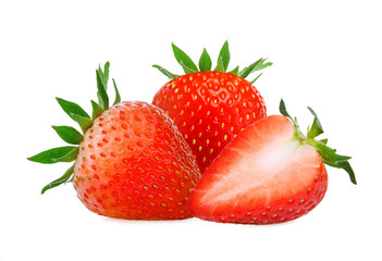 red strawberry isolated on the white background