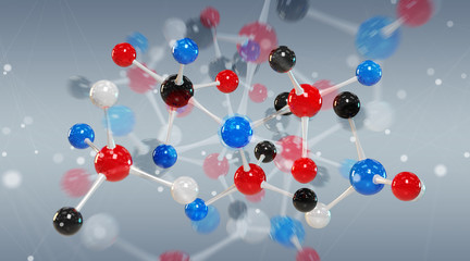 Modern digital molecule structure 3D rendering