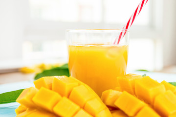 Refreshing cold mango juice drinks for summer