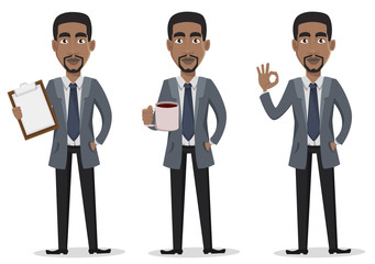 African American business man cartoon character