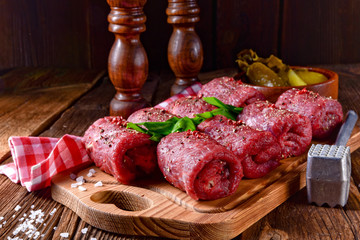 fresh raw beef roulades