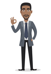 African American business man cartoon character