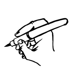 writting hand with pen doodle hand drawn