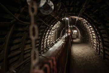 Underground belt conveyor in coal mine.