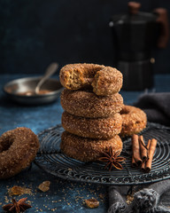 baked spacy donuts with cinnamon and cane sugar