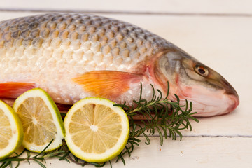 river fish with lemon and rosemary