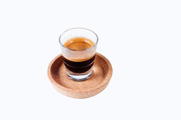Fresh hot espresso isolated on white