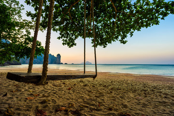 Tropical beach at sunset