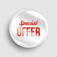 Special offer circle banner on transparent background. Vector illustration.