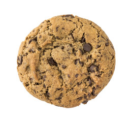 Single Homemade Chocolate Cookie Isolated on White Background