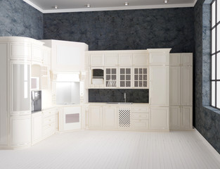 3d rendering of luxury kitchen interior