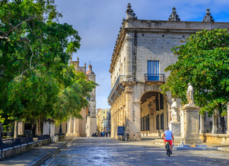 street paved with stone in the historical quarter of Havana, Cuba