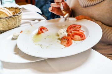 caprese salad in the restaurant