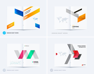 Abstract brochure design, modern annual report, centerfold cover, flyer in A4 with colourful arrows