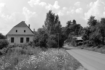 Typical rural landscape and peasant houses in  Dealu Frumos, Schoenberg, a village in Merghindeal...