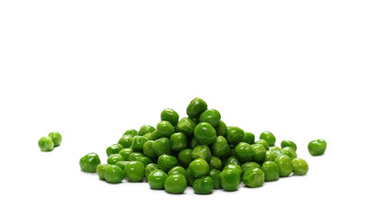 Fresh raw green peas, vegetable isolated on white background