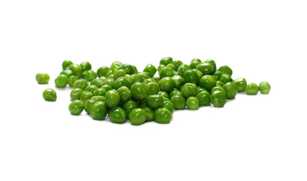 Fresh raw green peas, vegetable isolated on white background