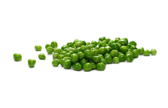 Fresh raw green peas, vegetable isolated on white background