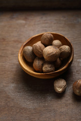 Condiment nutmeg closeup