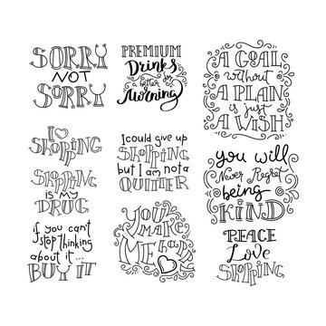 Hand written calligraphy quotes motivation for life and happiness. For postcard, poster, prints, cards graphic design.