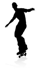 Fototapeta na wymiar Skater Skateboarder Silhouette