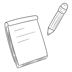 Naklejka premium vector set of notebook and pencil
