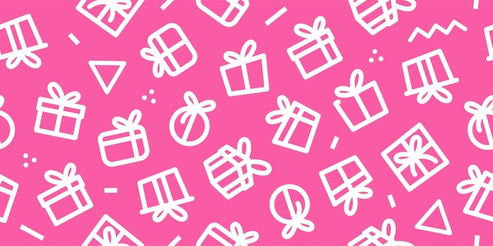 gift seamless pattern vector pink background