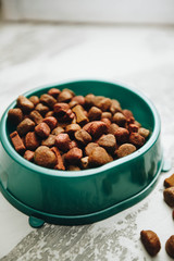 Dry pet food in bowl