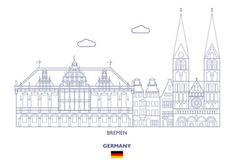 Bremen City Skyline, Germany - obrazy, fototapety, plakaty