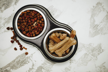 Dry pet food in bowl