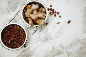 Dry pet food in bowl