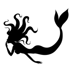 Silhouette of beauty mermaid