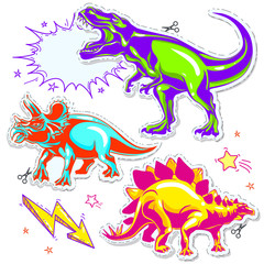 Set of vector dinosaurs. Vector illustration of cartoon dinosaurs.