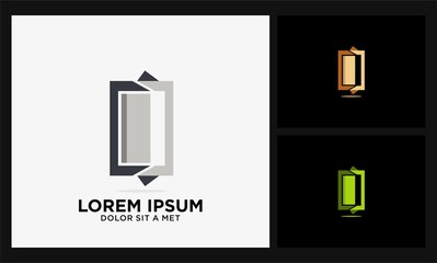 letter c square abstract window logo