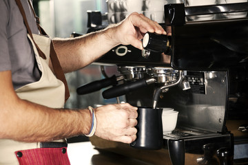 Barista preparing espresso
