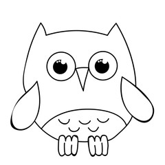 isolated owl character, book coloring book