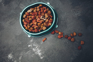 Dry pet food in bowl