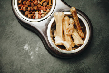 Dry pet food in bowl