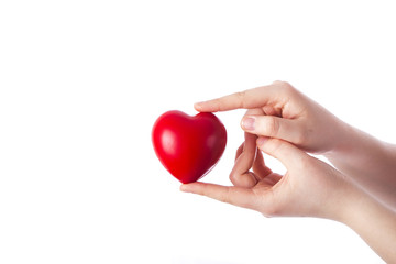 Fototapeta premium Woman holding red heart 