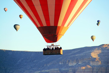 Rainbow balloons in the sky