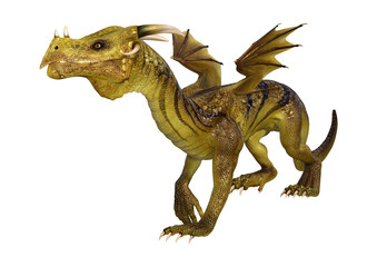 3D Rendering Fantasy Dragon on White