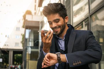 Business man talking on mobile phone.