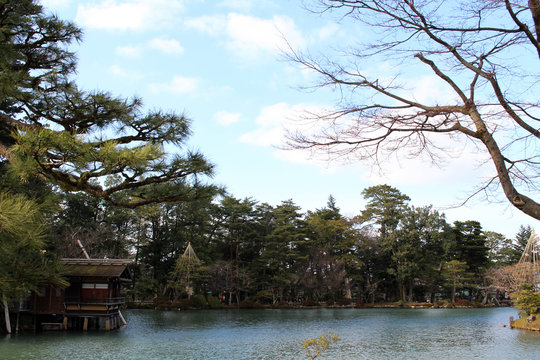 The view around Kenrokuen, one of the most beautiful gardens in Japan