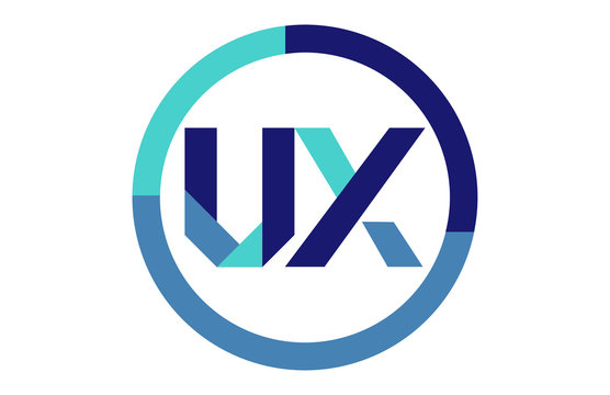 UX Global Blue Ribbon letter Logo