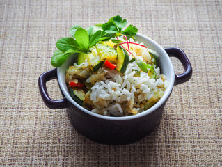 Risotto with zucchini. Simple vegetarian food.

