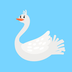 Swan funny cartoon bird icon