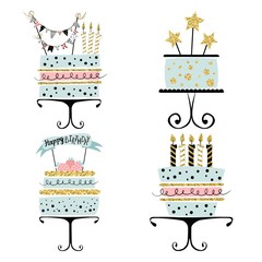 Set of cakes in scandinavian style.