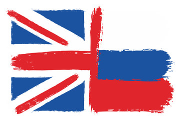 United Kingdom Flag & Russia Flag Vector Hand Painted with Rounded Brush